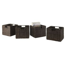 Granville Foldable 4-pc Small Corn Husk Baskets; Chocolate